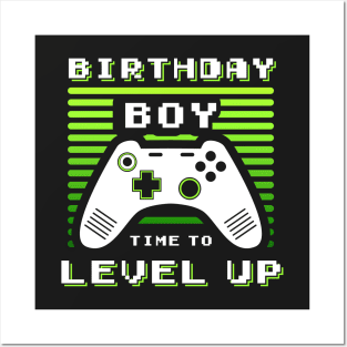 Birthday Boy Time to Level Up Video Game Birthday Gift Boy Posters and Art